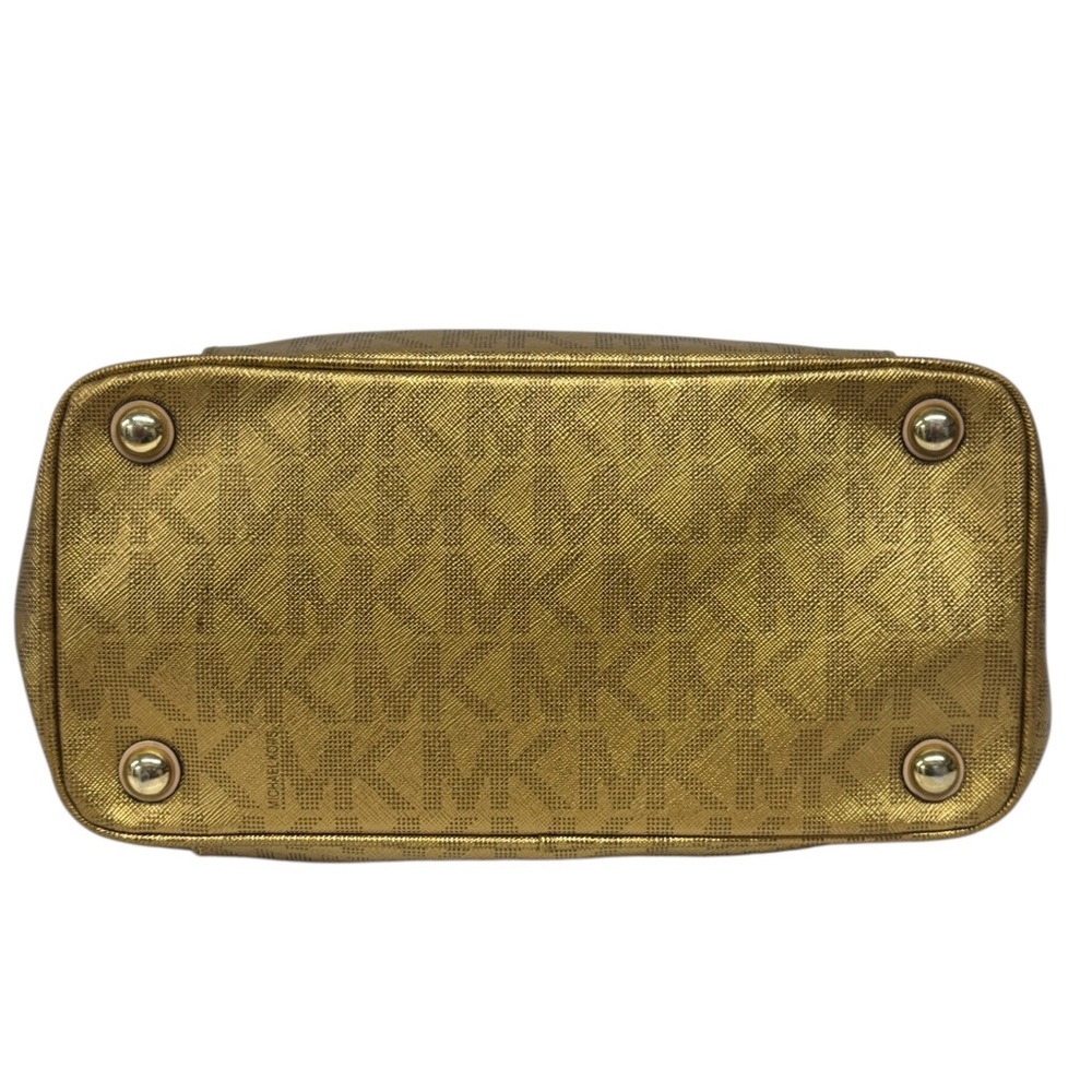 Michael Kors Jet Set East West Signature Gold Metallic Tote Purse Shoulder Bag - Picture 10 of 16